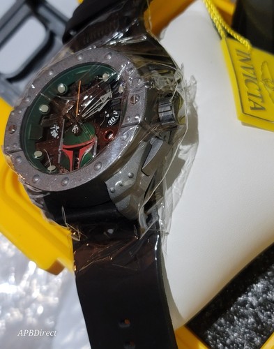 Pre-owned Invicta - Star Wars - Boba Fett - Reserve Wide Blk Leather Strap - Mens Watch