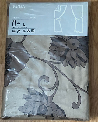 IKEA FENJA Curtain Panels Floral Flower Print Design 57'' x 118'' NEW