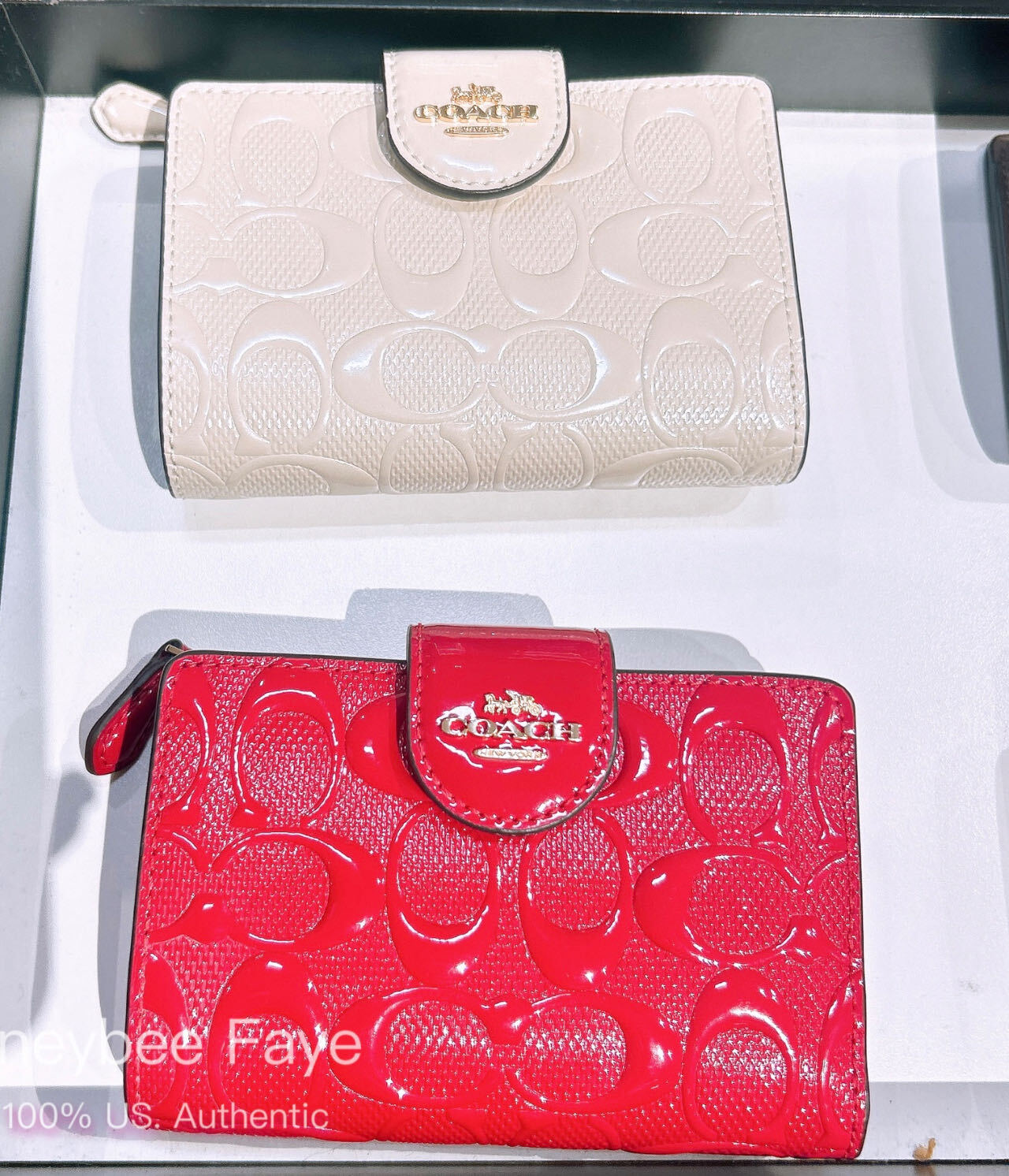 CO-501】Coach 千鳥格子柄 Luggage Tag ピンク レッド COACH