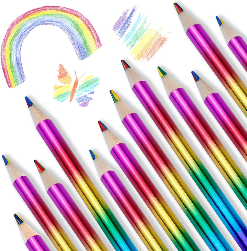, 4 Color In 1 Colorful Rainbow Pencils For Kid