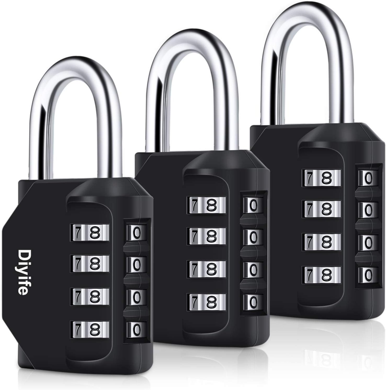 Combination Padlock, [3 Pack][New Version] 4 Digit Weatherproof Combination Loc
