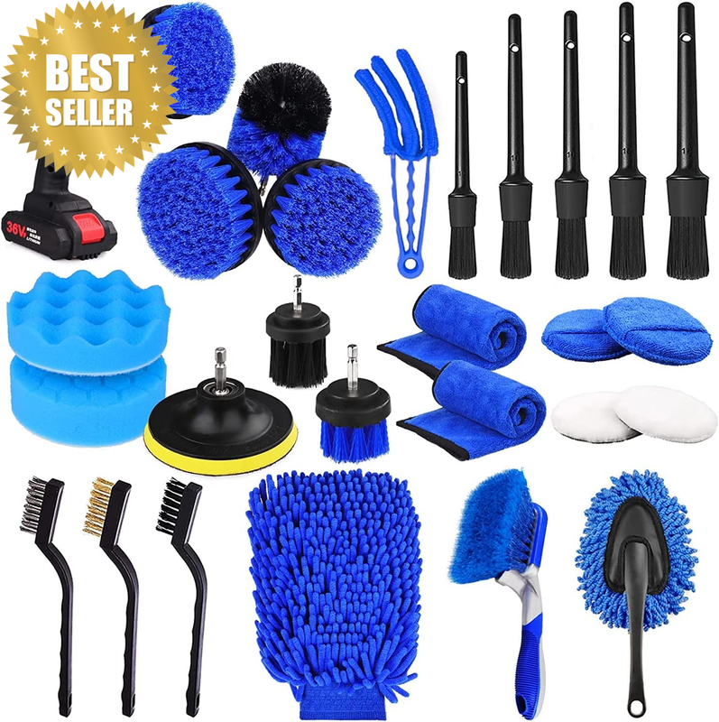 26Pcs Car Detailing Brush Set, Car Detailing Kit, Auto Detailing Drill Brush Set