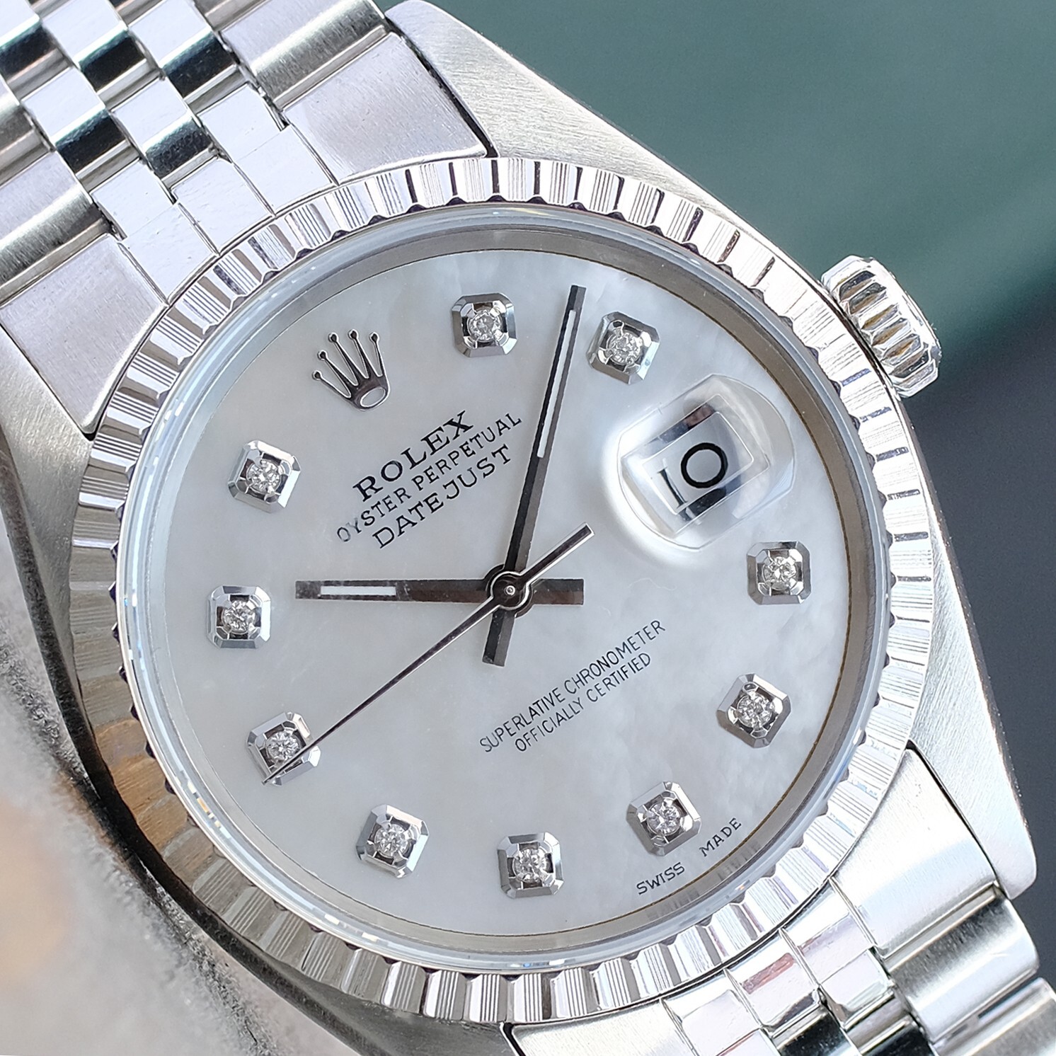 ROLEX DATEJUST 36MM STEEL WHITE MOTHER OF PEARL DIAL MENS ROLEX DATEJUST 36MM STEEL WHITE MOTHER OF PEARL DIAL MENS