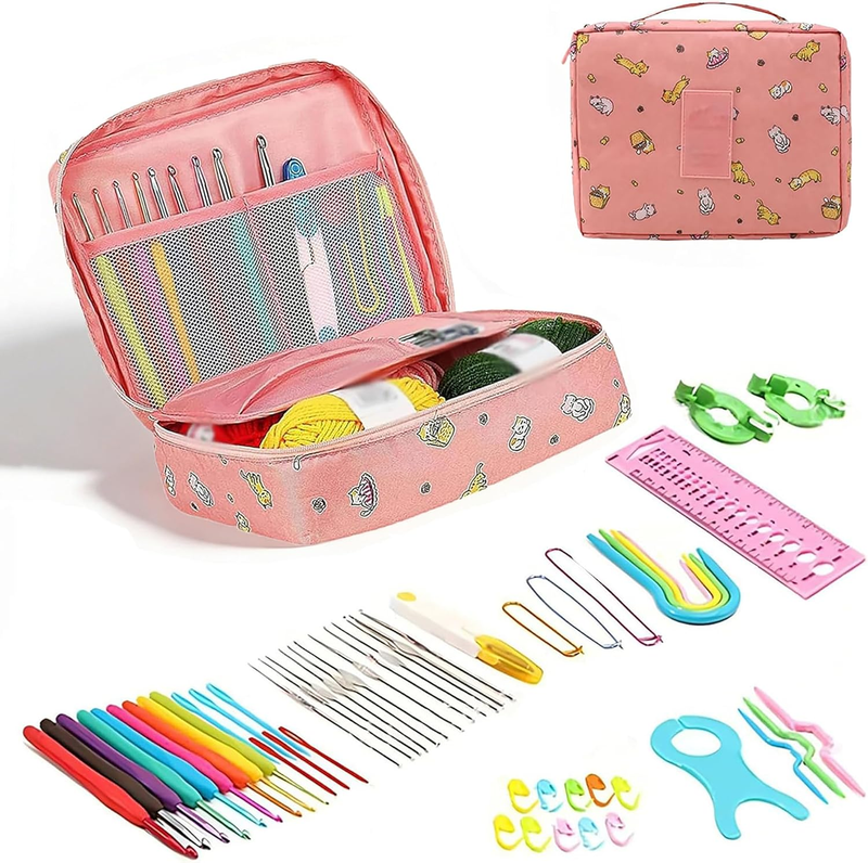 58PCS Crochet & Knitting Kit for Adult Beginners - Complete Set with 0.6-6.0Mm H