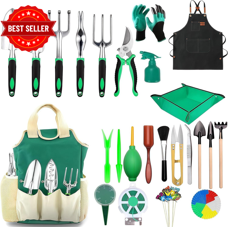 133 PCS Garden Tool Kit, Heavy Duty Aluminium Gardening Tools with Succulent Too