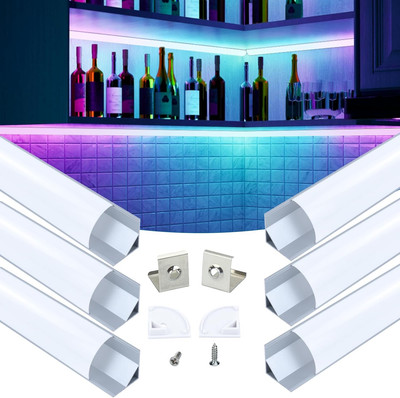 Muzata 6Pack 3.3FT/1M Plus-Size 30X30Mm V Shape Spotless Silver LED Channel Syst
