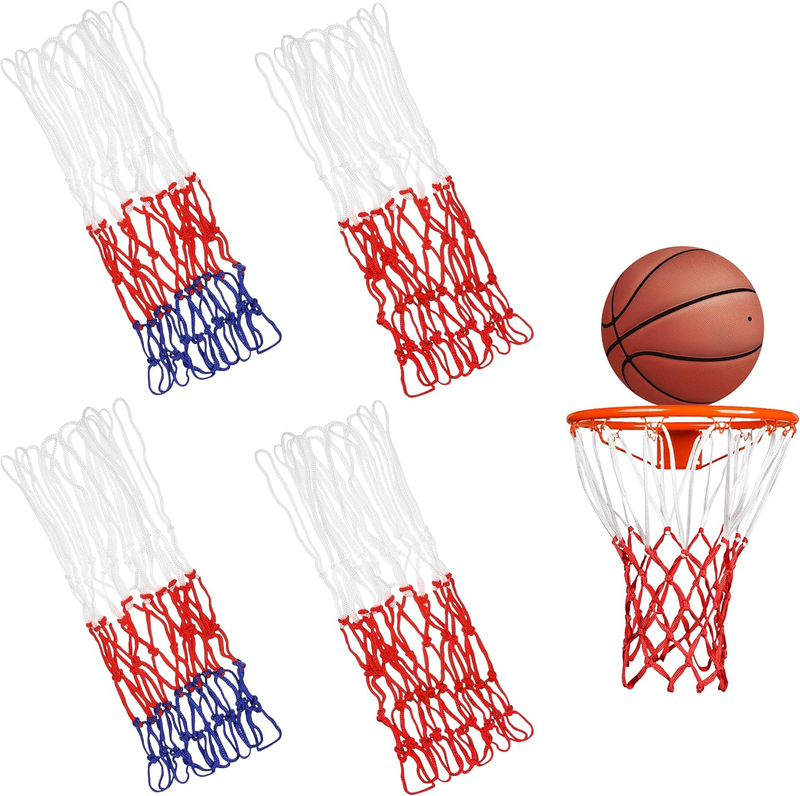 4Pcs Basketball Nets, 2 Colors Heavy Duty Basketball Net Replacement, Red White