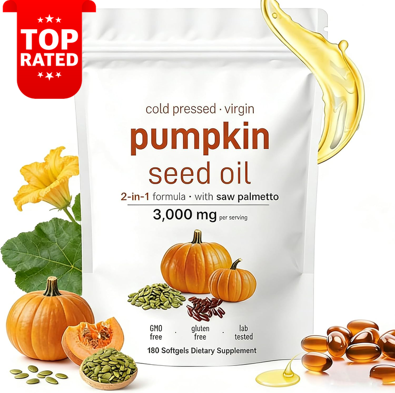 Pumpkin Seed Oil Saw Palmetto 3000mg 180 Softgels Hair Growth Prostate Health