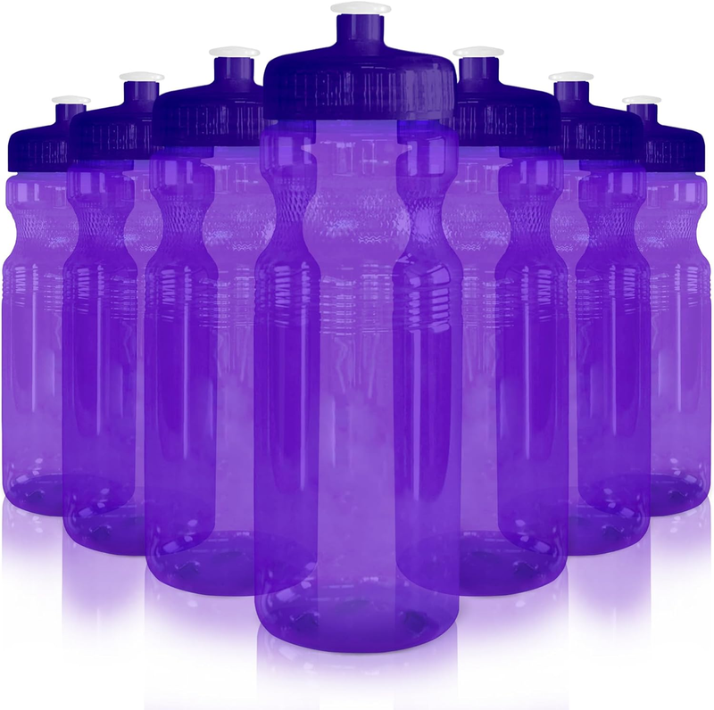 24 Oz. Bulk Water Bottles, 10 Pack, Made in USA, Blank Plastic Reusable Water Bo