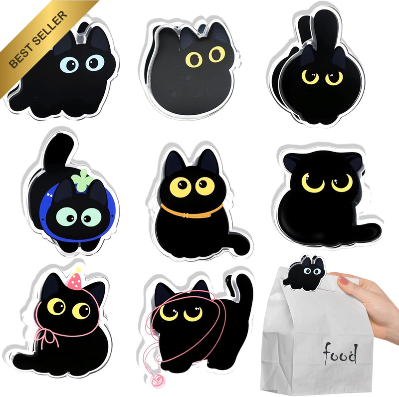 8 PCS Cute Chip Clips, Food Bag Clips, Funny Cat Shaped