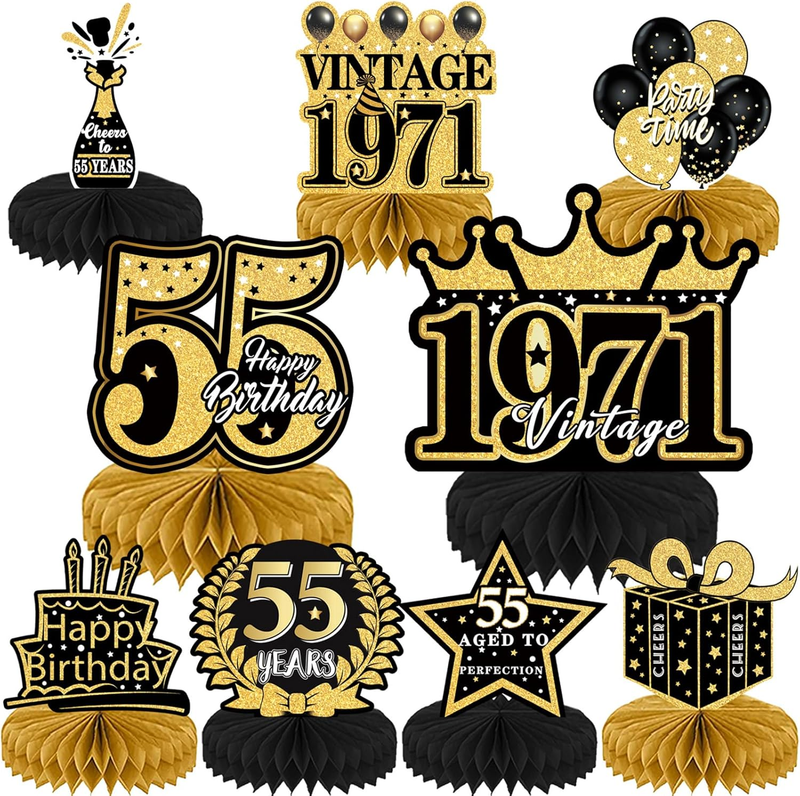 55Th Birthday Decorations for Men - 9PCS Vintage 55Th Birthday Table Decorations