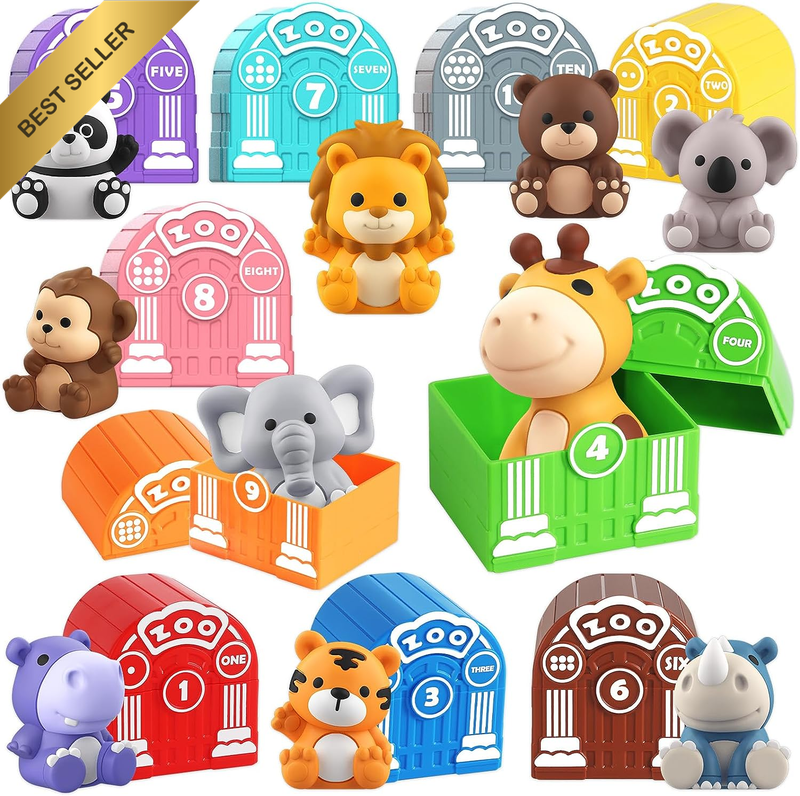 20Pcs Safari Animal & House Toy Set Montessori Learning Toddler Gift