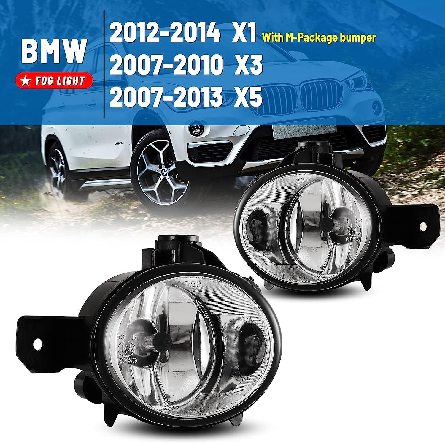 Pair Fog Lights Lamps For 2012-2015 BMW X1/07-10 BMW X3/X5