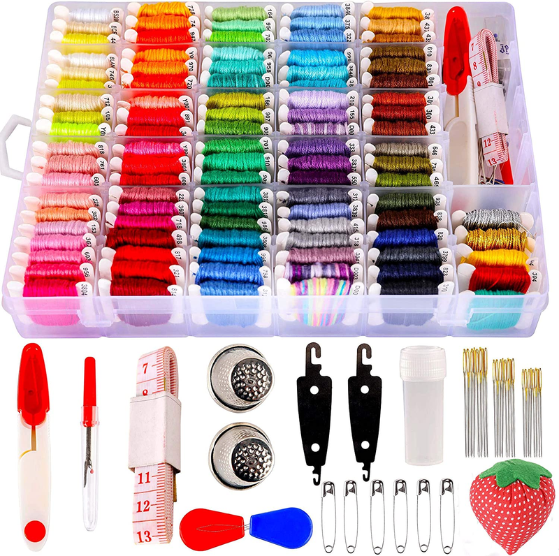 YITOHOP 200Pcs+ Embroidery Floss Cross Stitch Threads String Kit with Organizer