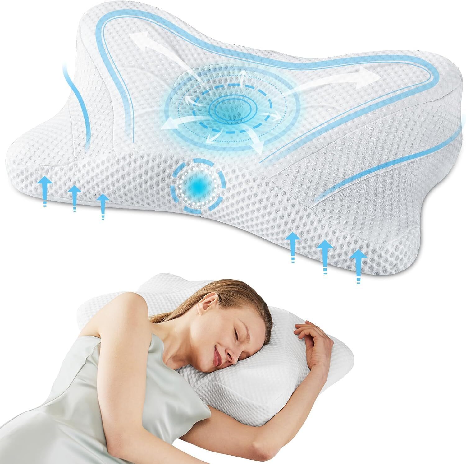 SMUG Contour Memory Foam Pillow Adjustable Heights, Superior Support & Comfort