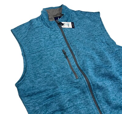 Johnnie-O Vest Men's 2XL XXL Wes Fleece Full Zip Sweater Zip Teal
