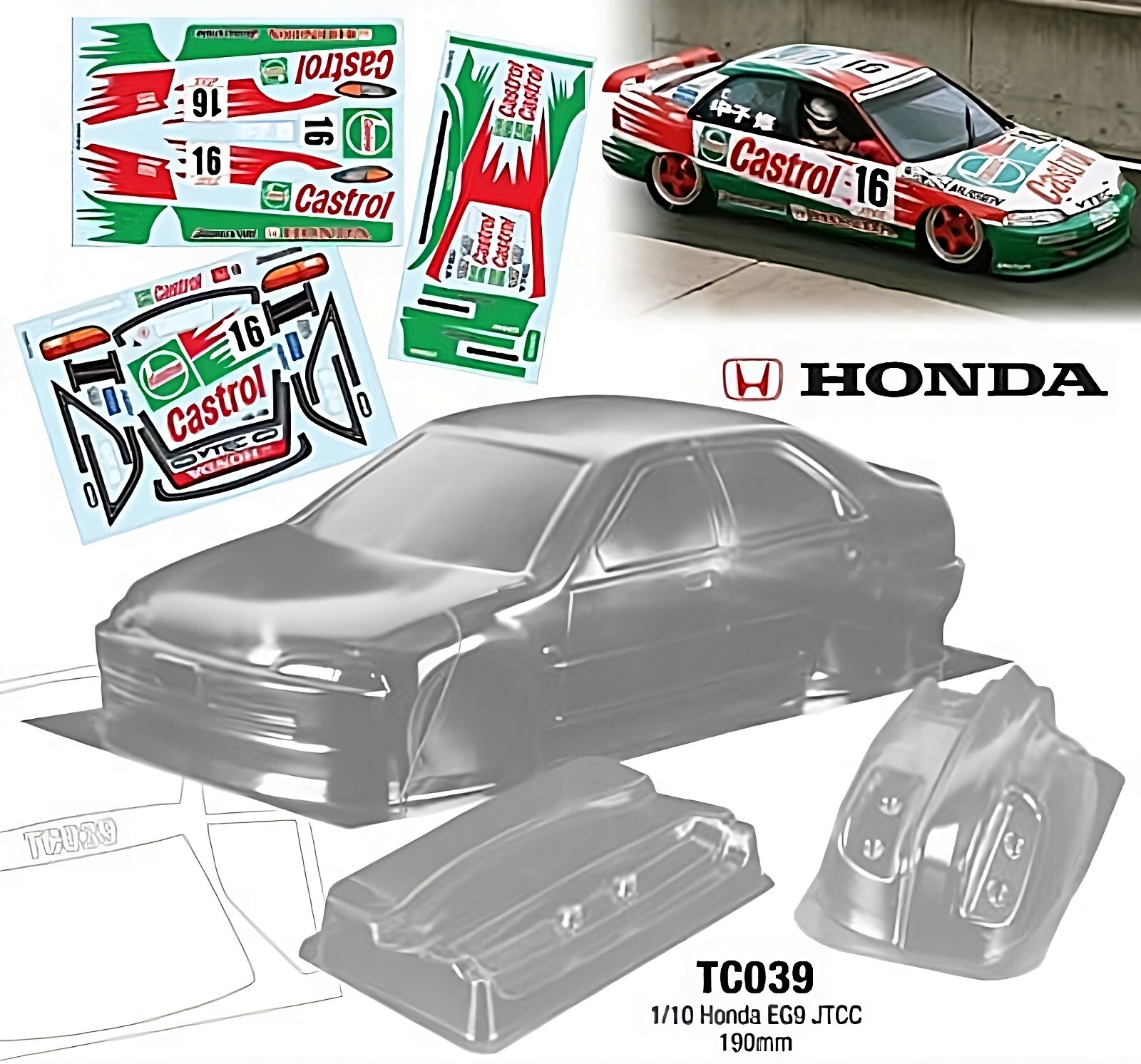 1/10 Onroad Rc Car Clear Civic Body Shell For Traxxas 4tec