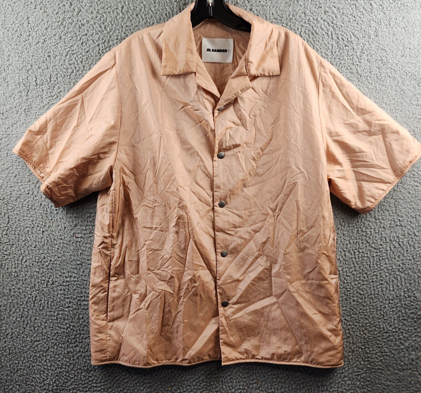 Jil Sander Silk Snap Front Camp Shirt Men's S English Rose