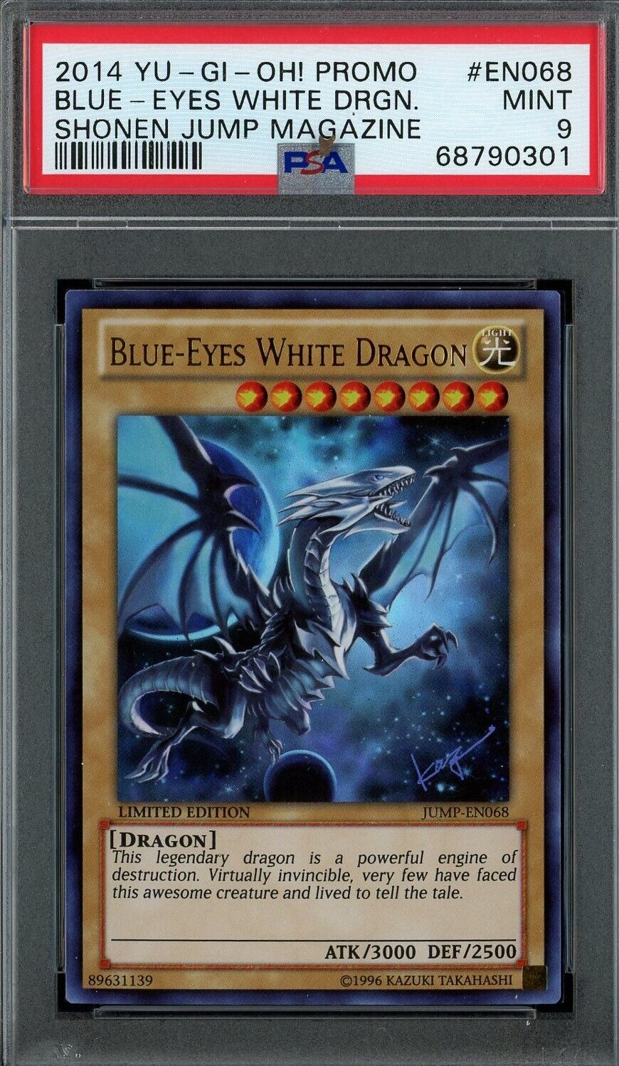 Yugioh Blue Eyes White Dragon JUMP-EN068 Graded PSA 9 MINT Yugioh Blue Eyes White Dragon JUMP-EN068 Graded PSA 9 MINT