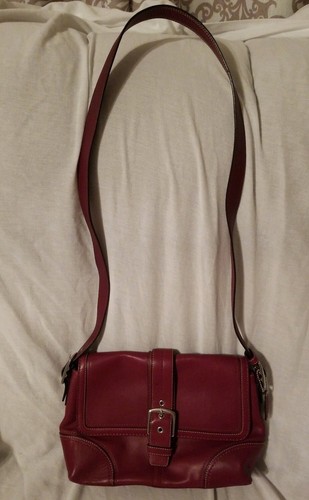 COACH Authentic Burgundy Leather Crossbody Shoulder Bag Adj. Strap H0878-F12606