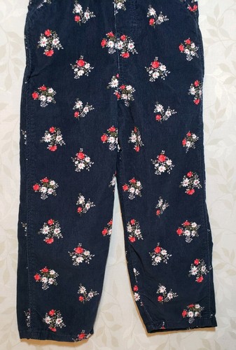 OshKosh Girl's Spring Navy Floral Pant Corduroy Overalls Size 4T