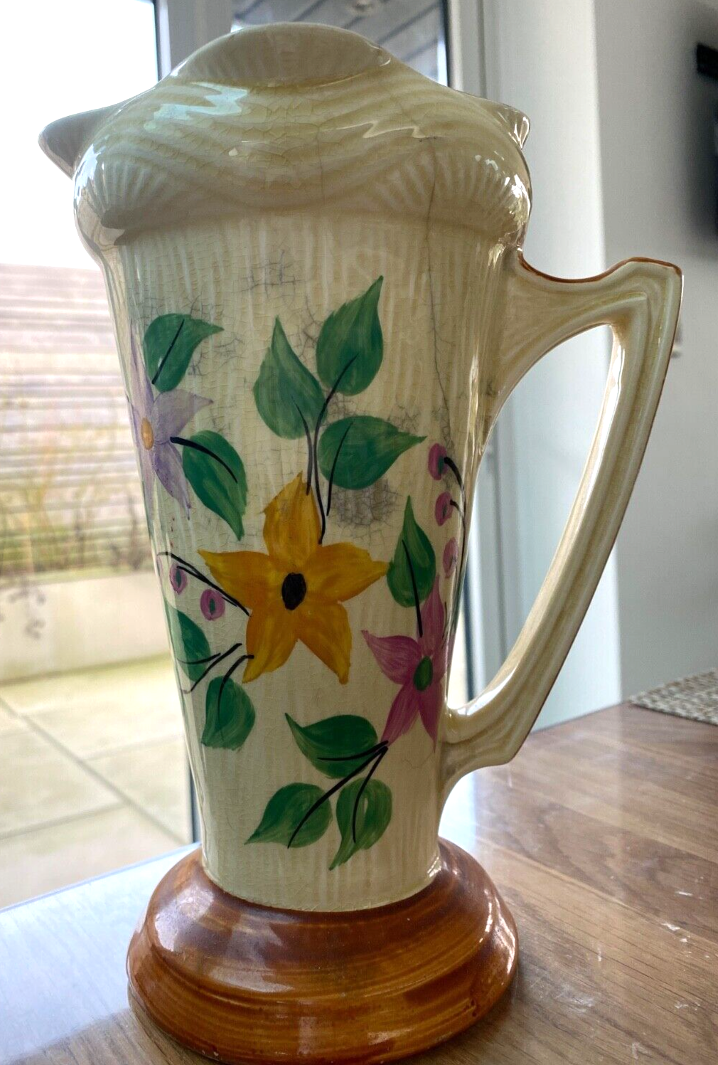 WadeHeath Art Deco Pottery Jug Orange/Yellow 1930s Hand finished