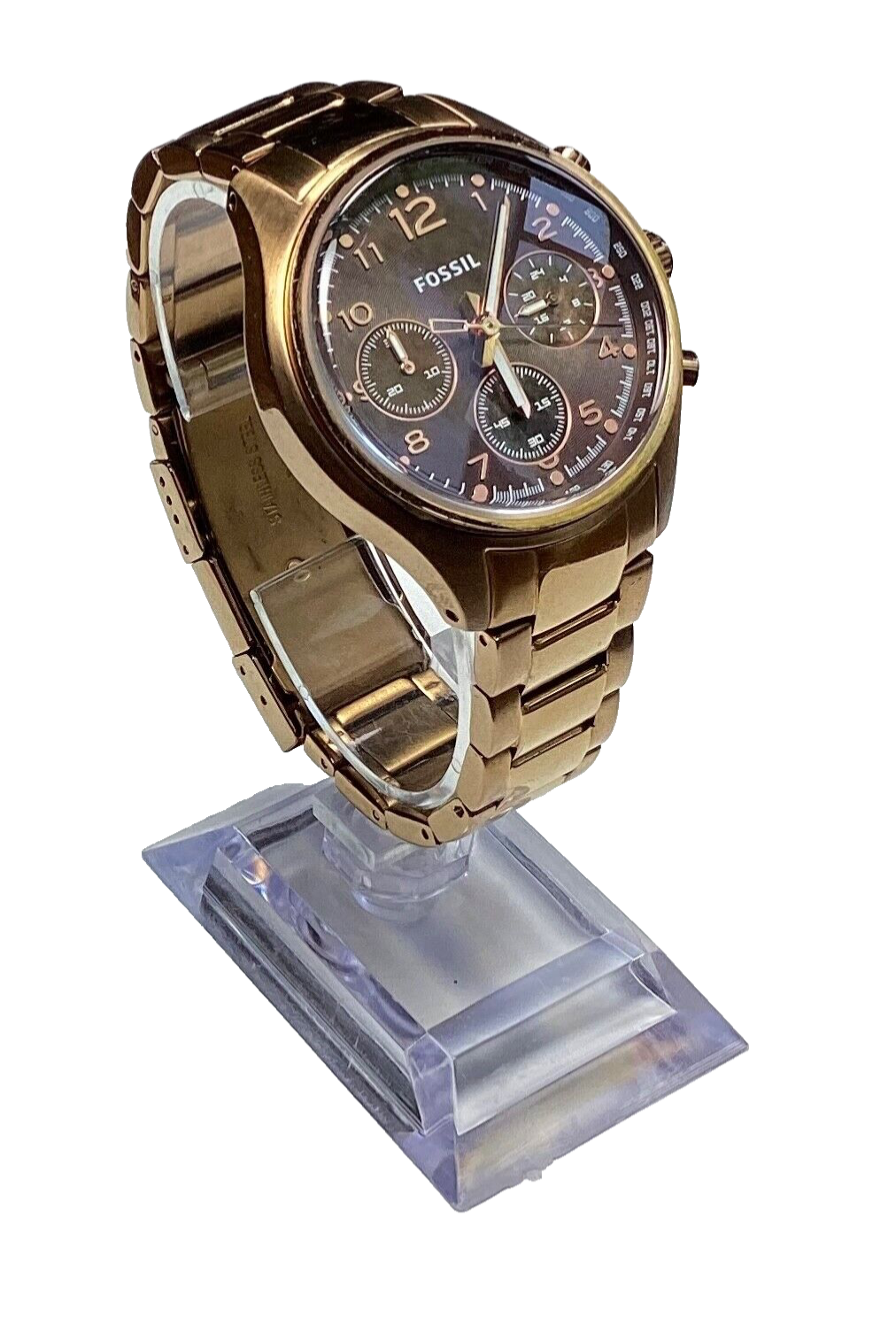 Fossil Womens Watch Copper Stainless Chronograph WR 10 ATM