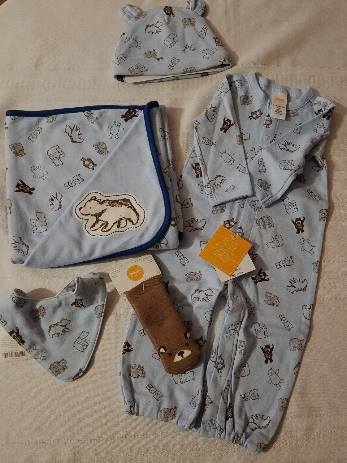6-9 Month Convertible Pajama Hat Bib Set Nwt