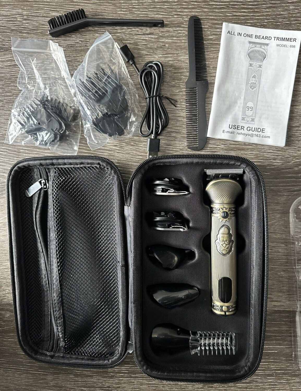 REHOYO Beard Trimmer for Men, Beard Trimming Kit w/Case, Cordless Hair Clipper T-Blade Trimmer, Electric Razor Shaver for Nose Body Face Musta並行輸入 : REHOYO Beard Trimmer for Men, Waterproof Cordless Hair