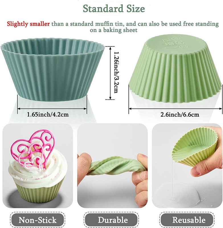 24 PCS Reusable Silicone Baking Cups, Silicone Muffin Liners, Cupcake Liners Muf