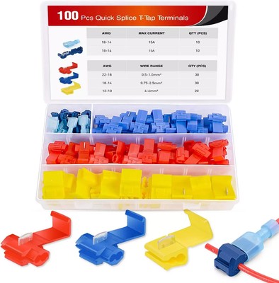 Quick Splice Solderless Wire and T-Tap Electrical 100PCS Connectors 22 Best