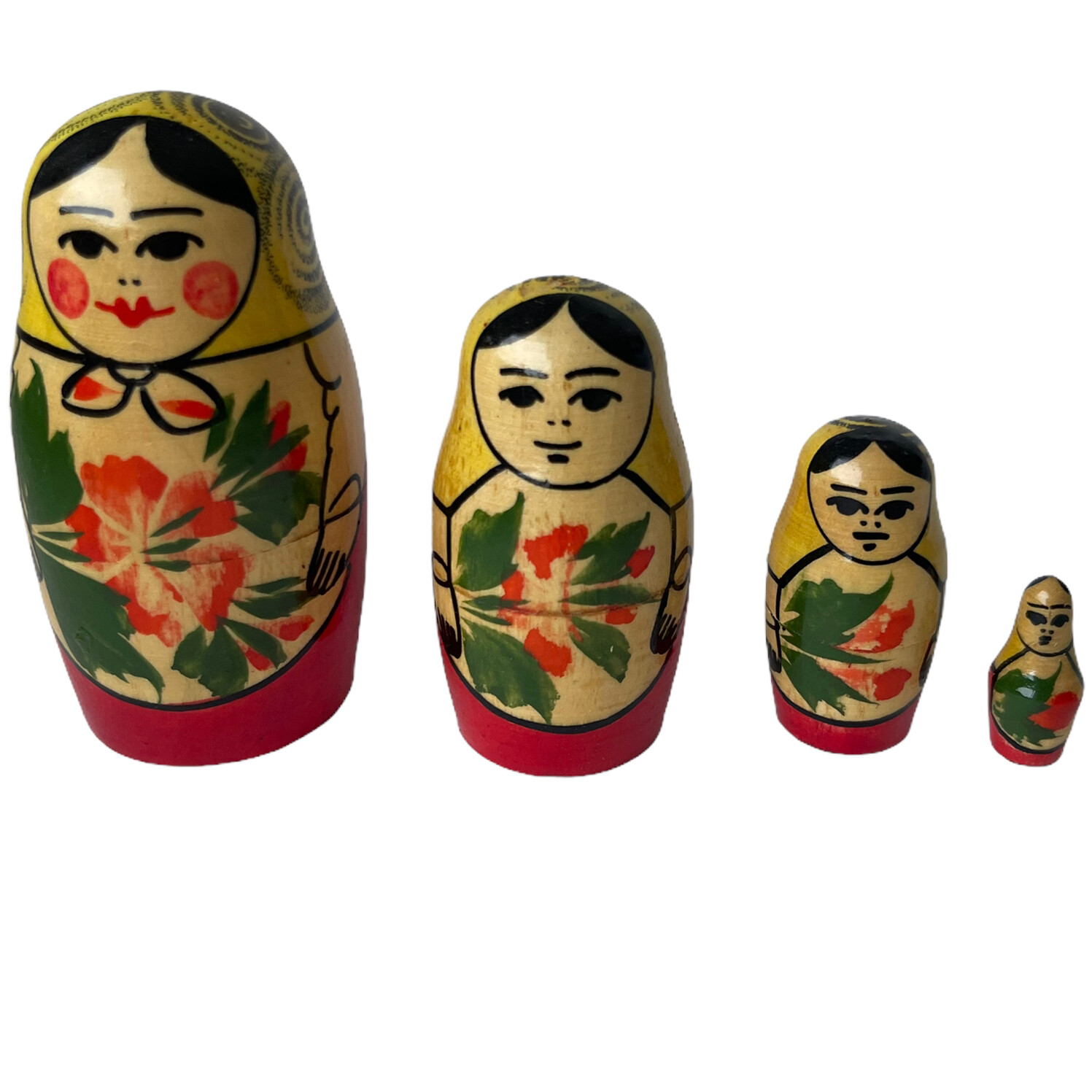 1970‘s（※ヴィンテージ・ロシア製）matryoshka（マトリョーシカ） Matryoshka Russian USSR Nesting Doll Red CCCP 1970s 4Pc