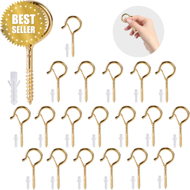 20 PCS Q Hanger Ceiling Screw Hooks for Hanging Plants Stucco String Lights Outd