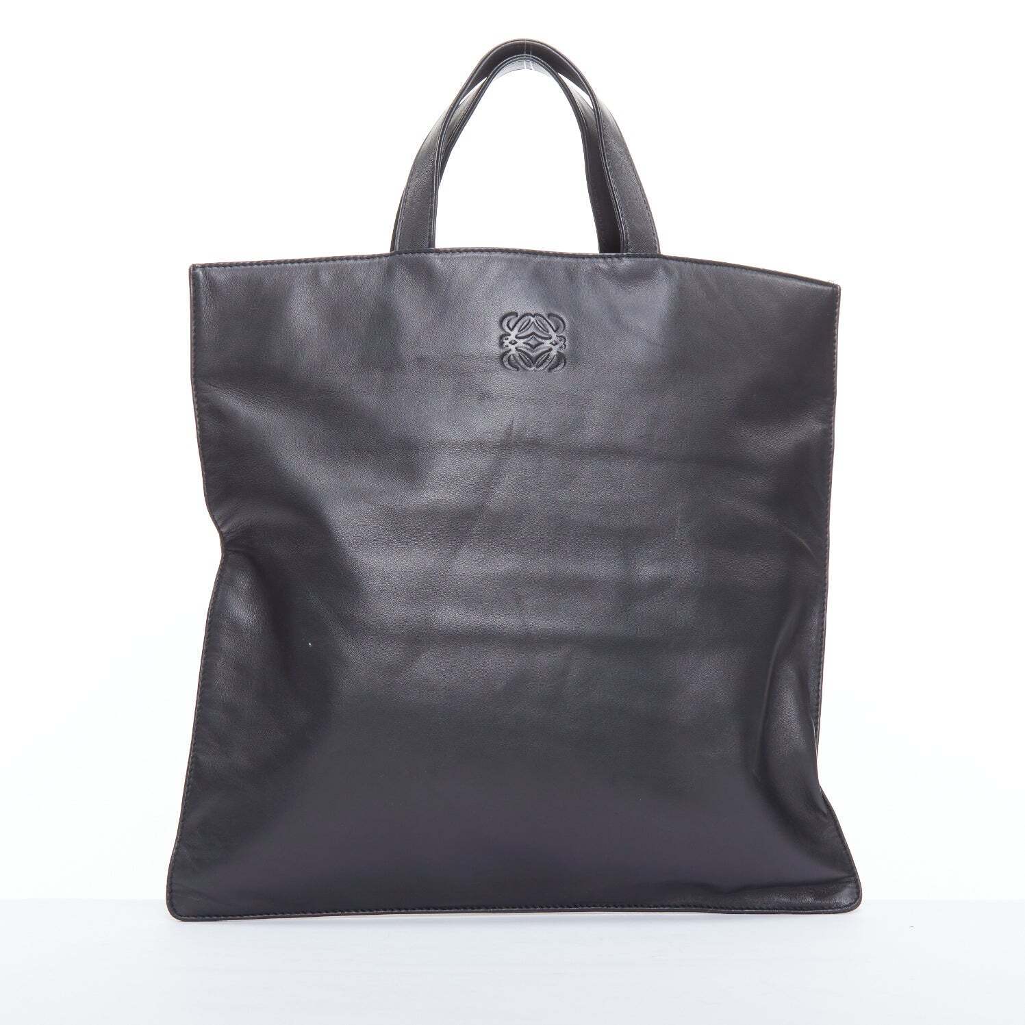 ★送料・関税込★LOEWE★ANAGRAM TOTE BAG★正規品 LOEWE Vintage black anagram logo soft leather square tote