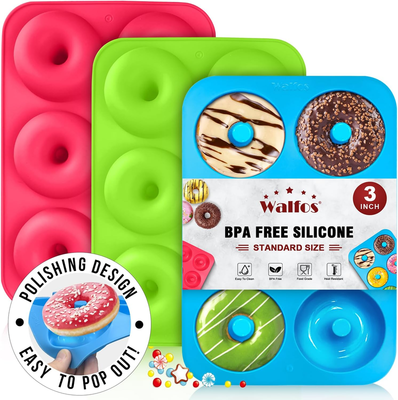 Donut pan Silicone Donut Mold - Non-Stick Silicone Doughnut Pan Set, Just Pop Ou
