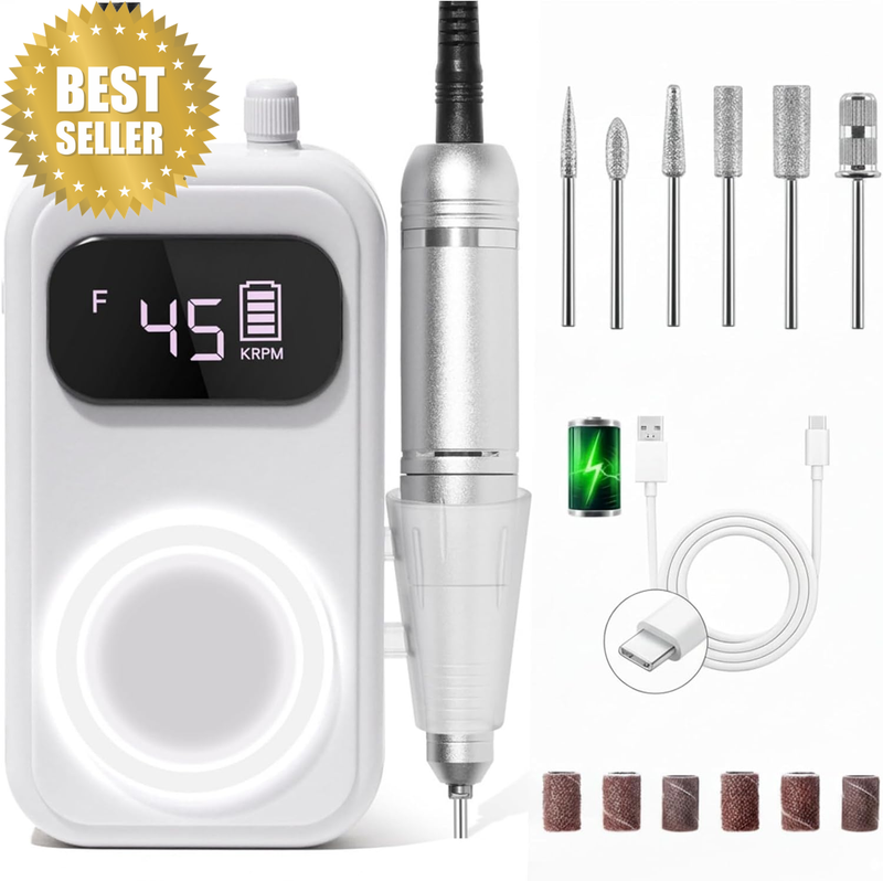 Electric Nail Drill Machine for Professionals, 45000RPM High-Speed Portable Nail