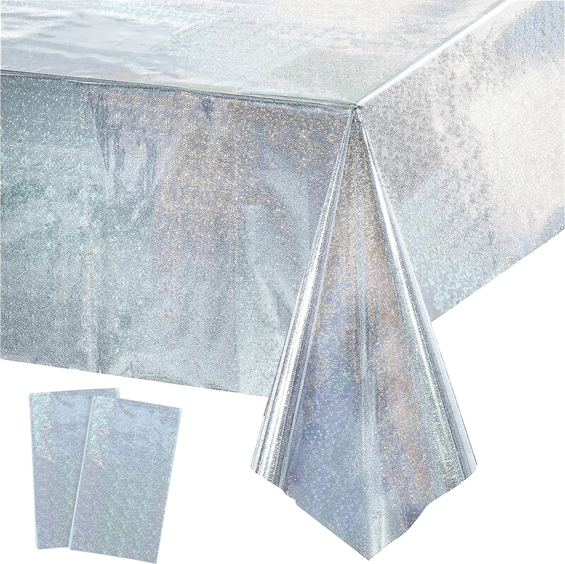Disposable Silver Table Cloths For Birthdays Ceremony Party De