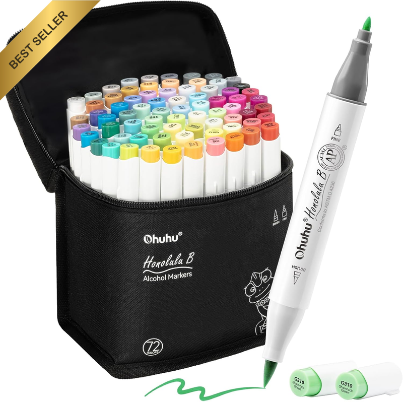 Alcohol Markers Brush Tip - Double Tipped Art Marker Set for Artist Adults Color
