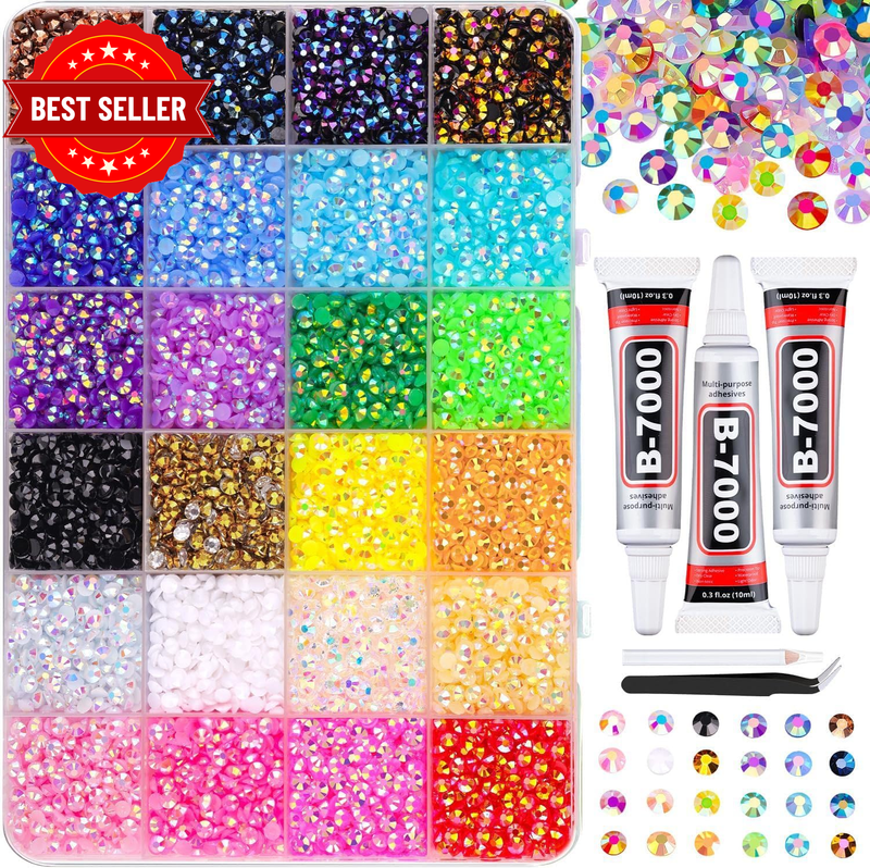 32000Pcs Bedazzling Kit, 24 Colors Resin Jelly Rhinestones | Multicolor 3Mm Flat