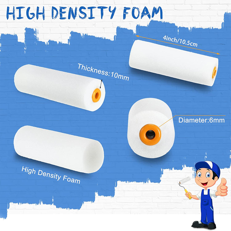 120 Pcs 4 Inch Foam Mini Paint Roller Covers Foam Paint Roller Foam Roller Paint