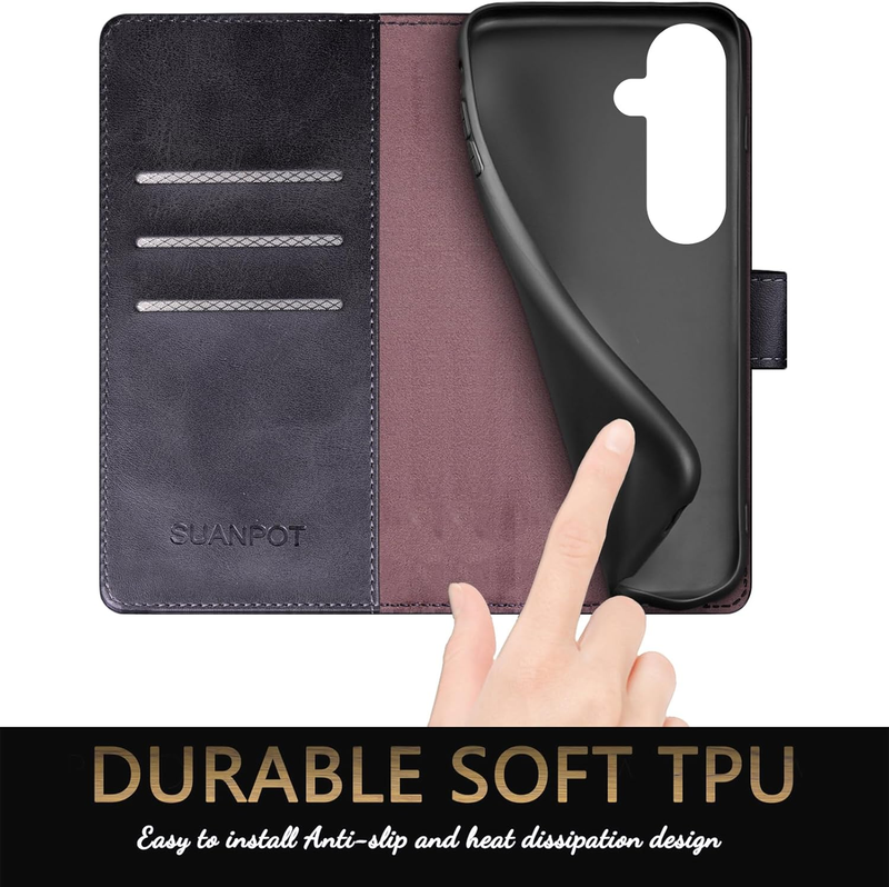 Compatible with Samsung Galaxy S25 Wallet case with RFID Blocking Credit Card Ho