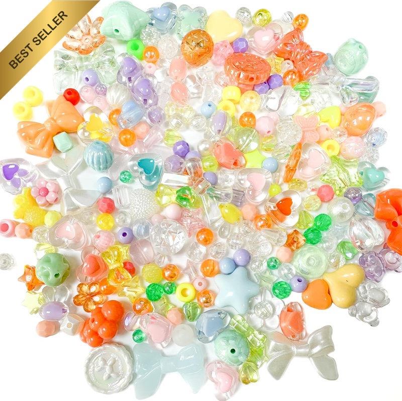 Colorful Assorted Beads, 200 PCS Mixed Cute Beads for Jewelry Making, DIY Crafts