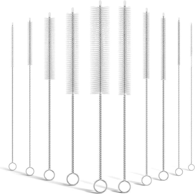 10-Packs Premium Straw Cleaner Brush in Mixed Sizes, 8IN Long Reusable Stainless