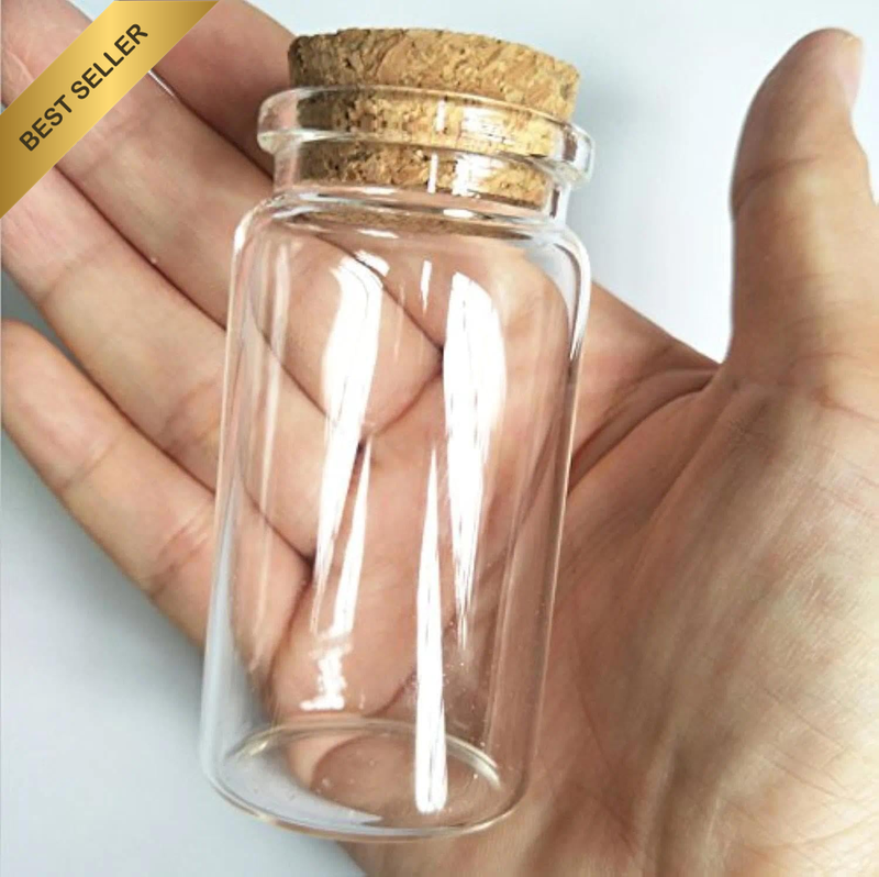 Small Glass Jars with Cork Lids, 6-Pack 50Ml Cork Stopper Bottles for Spice Stor