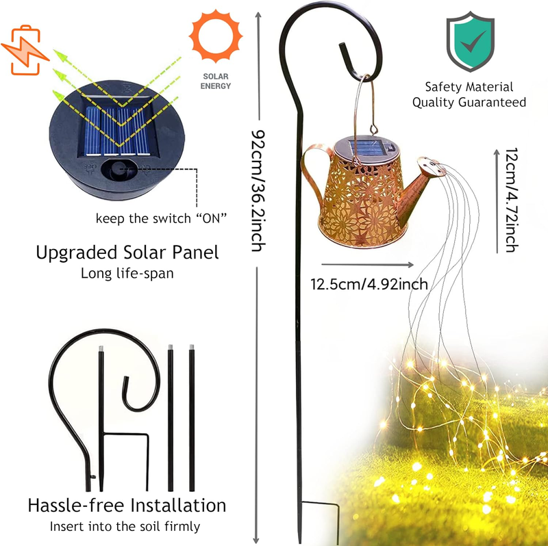 Solar Watering Can Garden Lights for outside LED Solar Hanging Lantern Waterproo