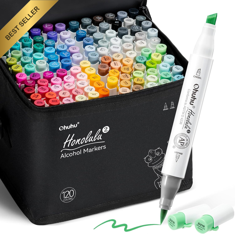 Alcohol Markers Brush Tip -Double Tipped Art Marker Set for Artist Adults Colour