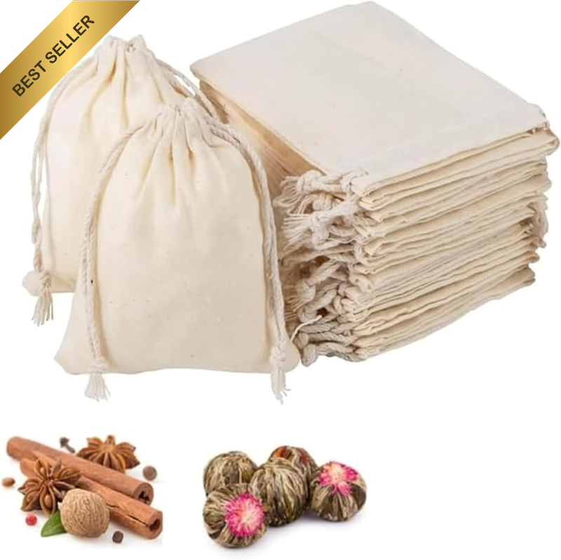 20 Pcs Cotton Muslin Drawstring Bags,Sachet Bag Reusable Empty Gift Pouch for Pa