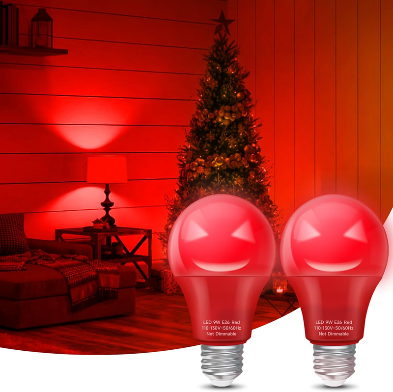 60 Watt Equivalent 9w, A19 Colored Light Bulb Indoor, 800lm,