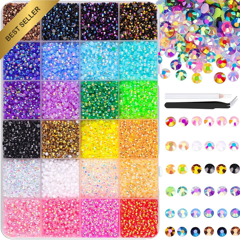 Bedazzling Kit, Jelly Rhinestone Kit with 24000 Mixed-Color Rhinestones, Bulk Mu