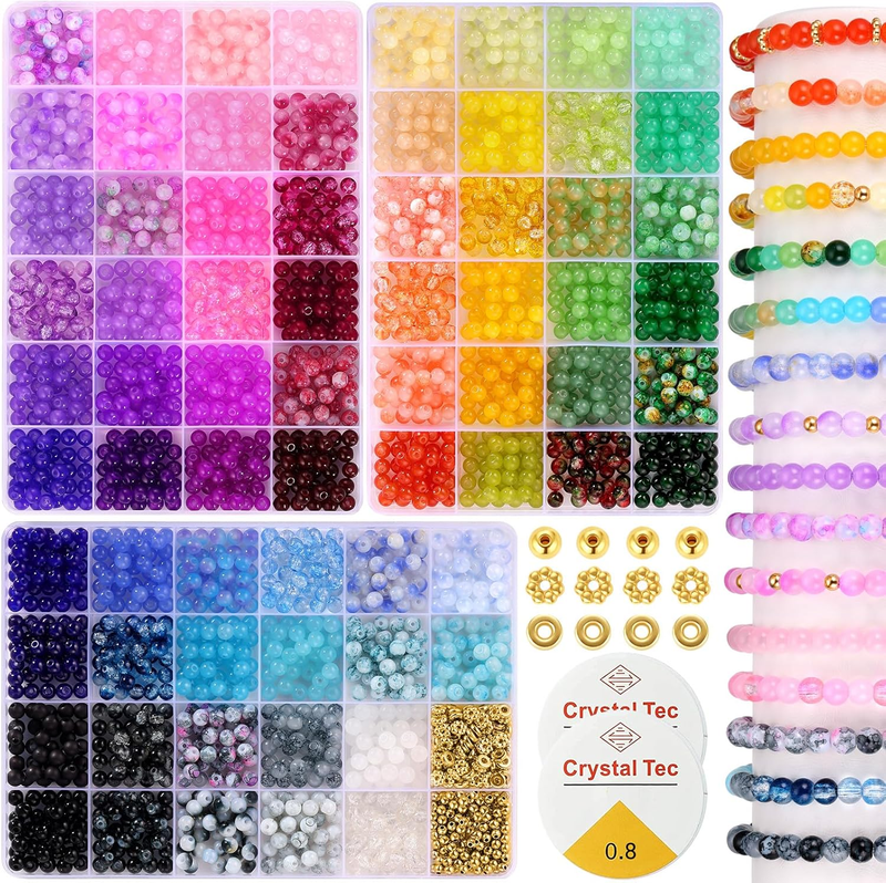 2700pcs 70 Colors Glass Beads for Bracelets, Colorful 6mm Beads Bracelet Making